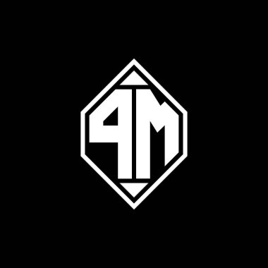 Gemoteric hattı ile başbakan monogram logo mektubu izole arkaplanda yuvarlak biçim tasarımı, silinmiş harf monogramı