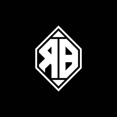 Gemoteric çizgili RB monogram logo harfi izole arkaplanda yuvarlak biçim tasarımı, silinmiş harf monogramı