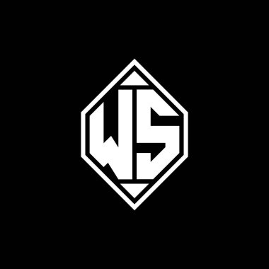 Gemoteric çizgili WS Monogram logo harfi izole arkaplanda yuvarlak biçim tasarımı, silinmiş harf monogramı