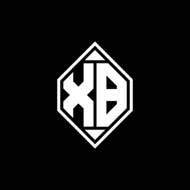 Gemoteric çizgisi olan XB Monogram logo harfi izole arkaplanda yuvarlak biçim tasarımı, silinmiş harf monogramı