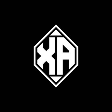 Gemoteric çizgili XA Monogram logo harfi izole arkaplanda yuvarlak biçim tasarımı, silinmiş harf monogramı