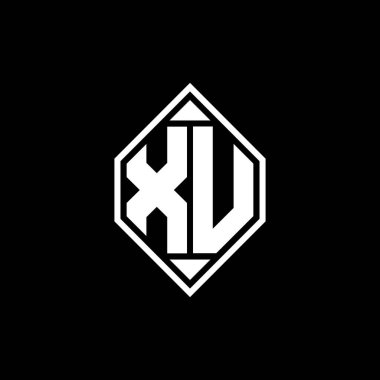 Gemoteric çizgili XU Monogram logo harfi izole arkaplanda yuvarlak biçim tasarımı, harf monogramı