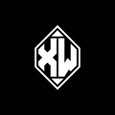 Gemoteric çizgili XW Monogram logo harfi izole arkaplanda yuvarlak biçim tasarımı, silinmiş harf monogramı