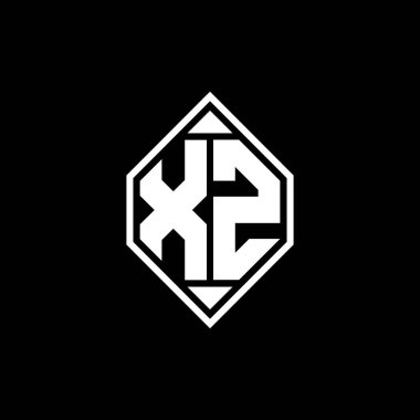 Gemoteric çizgisi olan XZ Monogram logo harfi izole arkaplanda yuvarlak biçim tasarımı, silinmiş harf monogramı