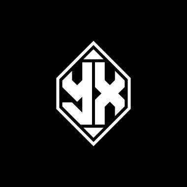 Gemoteric çizgili YX Monogram logo harfi izole arkaplanda yuvarlak biçim tasarımı, silinmiş harf monogramı