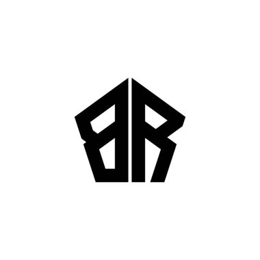 Beyaz arkaplanda izole edilmiş çokgen geometrik şekil tasarımlı BR Monogram logo harfi. Yıldız çokgeni, kalkan yıldızı geometriği.