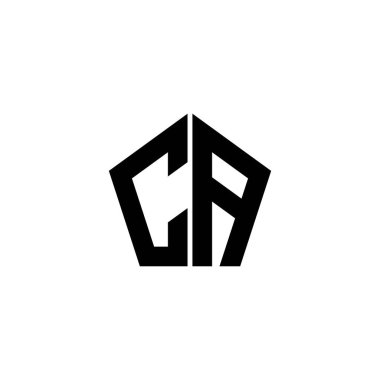 CA Monogram logo harfi beyaz arkaplanda izole edilmiş çokgen geometrik şekil tasarımı. Yıldız çokgeni, kalkan yıldızı geometriği.