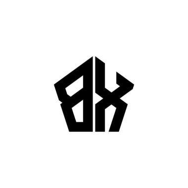 Beyaz arkaplanda izole edilmiş çokgen geometrik şekil tasarımlı BX Monogram logo harfi. Yıldız çokgeni, kalkan yıldızı geometriği.