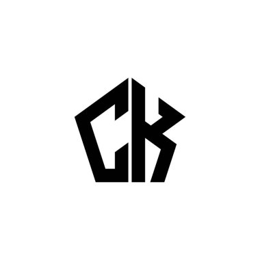 CK Monogram logo harfi beyaz arkaplanda izole edilmiş çokgen geometrik şekil tasarımı. Yıldız çokgeni, kalkan yıldızı geometriği.