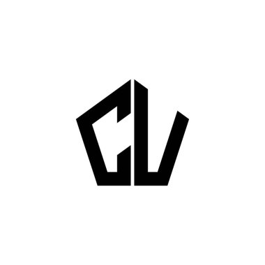 Beyaz arkaplanda izole edilmiş çokgen geometrik şekil tasarımlı CU Monogram logo harfi. Yıldız çokgeni, kalkan yıldızı geometriği.