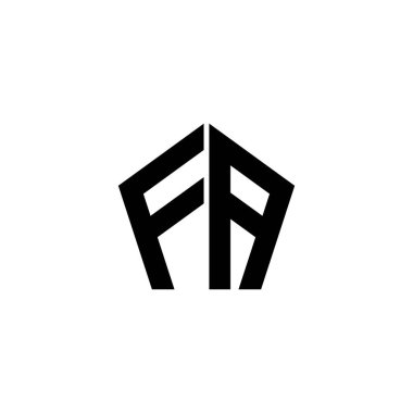 FA Monogram logo harfi beyaz arkaplanda izole edilmiş çokgen geometrik şekil tasarımı. Yıldız çokgeni, kalkan yıldızı geometriği.