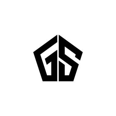 GS Monogram logo harfi beyaz arkaplanda izole edilmiş çokgen geometrik şekil tasarımı. Yıldız çokgeni, kalkan yıldızı geometriği.