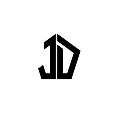 Beyaz arkaplanda izole edilmiş çokgen geometrik şekil tasarımlı JD Monogram logo harfi. Yıldız çokgeni, kalkan yıldızı geometriği.