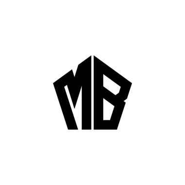 Beyaz arkaplanda izole edilmiş çokgen geometrik şekil tasarımlı MB Monogram logo harfi. Yıldız çokgeni, kalkan yıldızı geometriği.