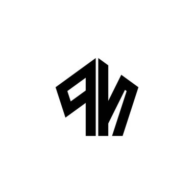 Beyaz arkaplanda izole edilmiş çokgen geometrik şekil tasarımlı PN Monogram logo harfi. Yıldız çokgeni, kalkan yıldızı geometriği.