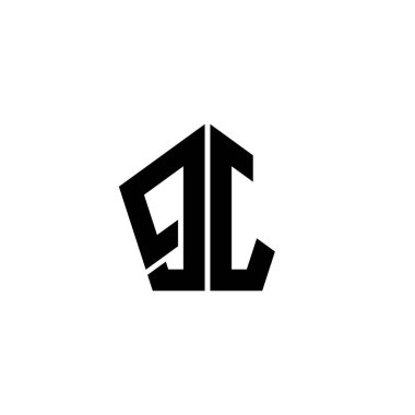 Beyaz arkaplanda izole edilmiş çokgen geometrik şekil tasarımlı QJ Monogram logo harfi. Yıldız çokgeni, kalkan yıldızı geometriği.