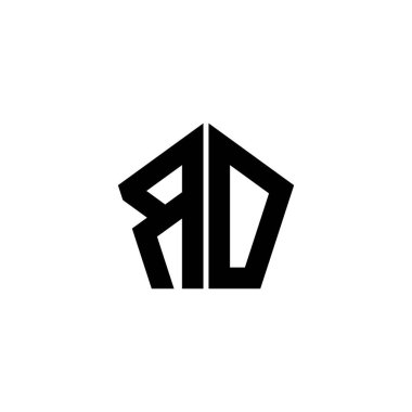 Beyaz arkaplanda izole edilmiş çokgen geometrik şekil tasarımlı RO Monogram logo harfi. Yıldız çokgeni, kalkan yıldızı geometriği.