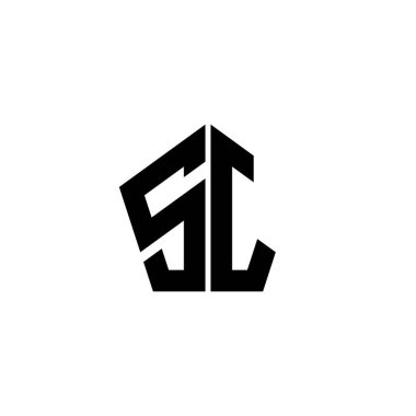 Beyaz arkaplanda izole edilmiş çokgen geometrik şekil tasarımlı SJ Monogram logo harfi. Yıldız çokgeni, kalkan yıldızı geometriği.