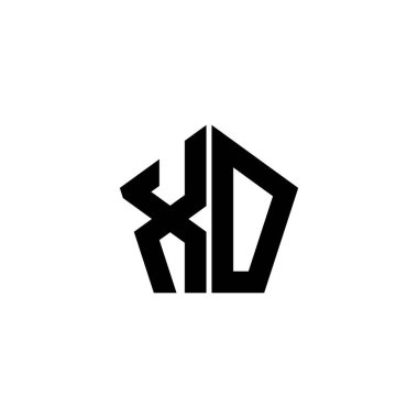 Beyaz arkaplanda izole edilmiş çokgen geometrik şekil tasarımlı XO monogram logo harfi. Yıldız çokgeni, kalkan yıldızı geometriği.