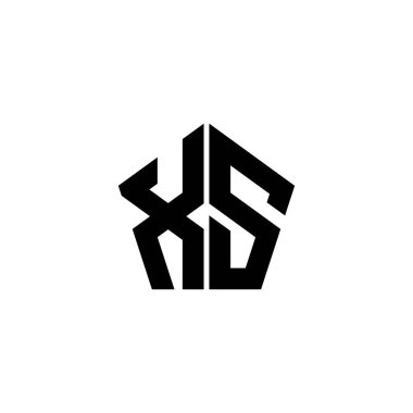Beyaz arkaplanda izole edilmiş çokgen geometrik şekil tasarımlı XS Monogram logo harfi. Yıldız çokgeni, kalkan yıldızı geometriği.