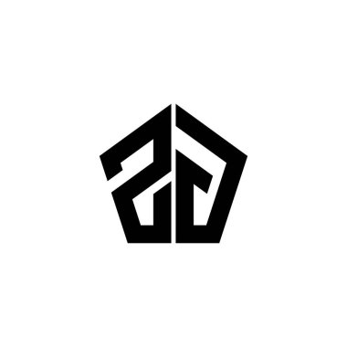 Beyaz arkaplanda izole edilmiş çokgen geometrik şekil tasarımlı ZG Monogram logo harfi. Yıldız çokgeni, kalkan yıldızı geometriği.