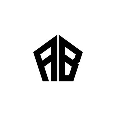 Beyaz arkaplanda izole edilmiş çokgen geometrik şekil tasarımlı AB Monogram logo harfi. Yıldız çokgeni, kalkan yıldızı geometriği.