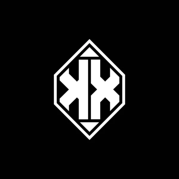 Kxモノグラムのロゴレターは 独立した背景に宝石学ライン丸みを帯びた形状スタイルのデザイン シルド文字のモノグラム — ストックベクタ