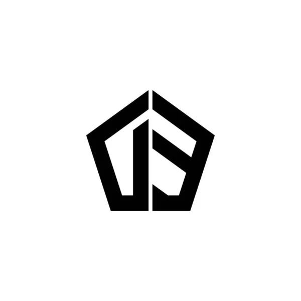 Monogram Logotyp Bokstav Med Polygonal Geometrisk Form Stil Design Isolerad — Stock vektor