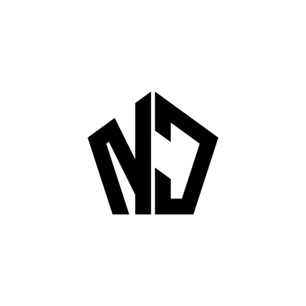 Beyaz Arkaplanda Izole Edilmiş Çokgen Geometrik Şekil Tasarımlı Monogram Logo — Stok Vektör