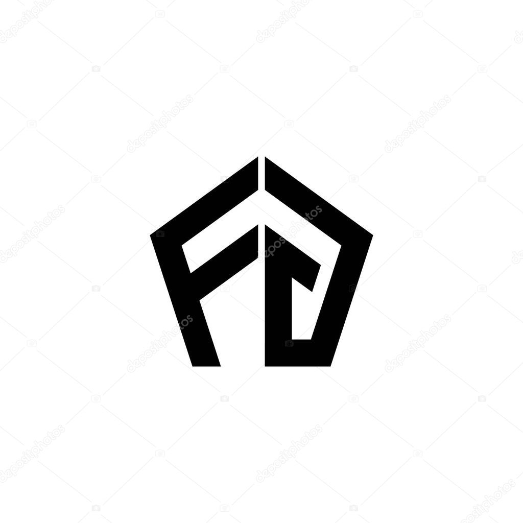 FG Monogram logo letter with polygonal geometric shape style design isolated on white background. Star polygonal, shield star geometric.