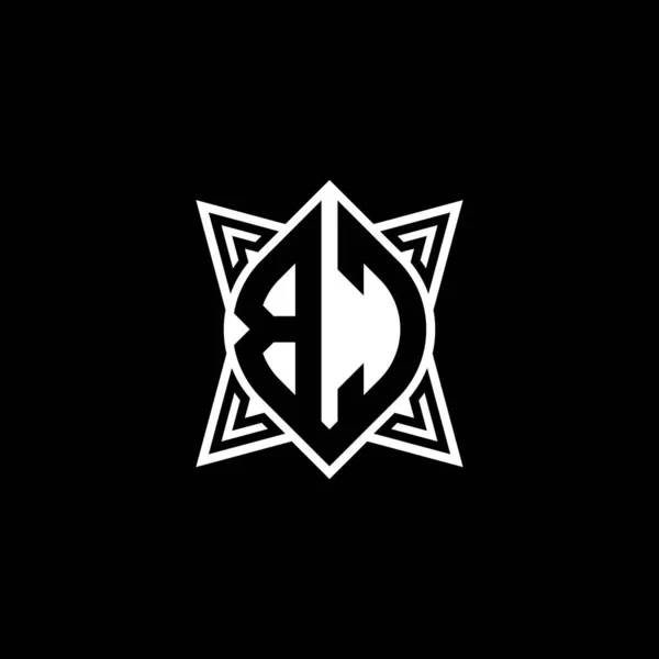 黒の背景に隔離された星の幾何学的な形状スタイルのデザインとBcのモノグラムロゴの手紙 星多角形 シールドスター幾何学 — ストックベクタ