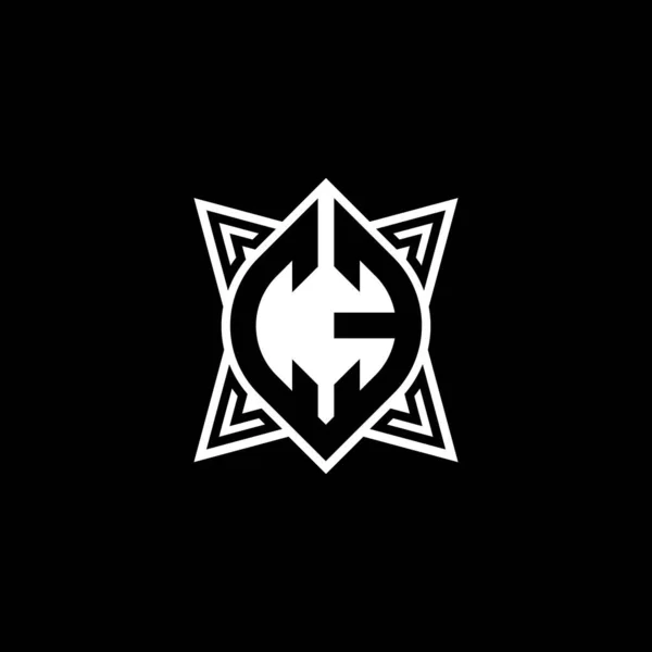 Буква Логотипа Monogram Геометрическим Стилем Star Выделена Чёрном Фоне Полигональ — стоковый вектор