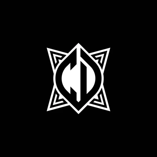 Monogram Logo Letter Met Ster Geometrische Vorm Stijl Ontwerp Geïsoleerd — Stockvector