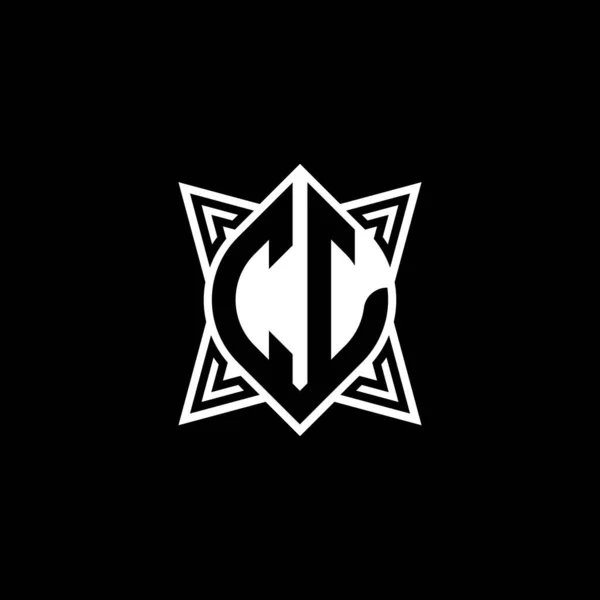 Litera Logo Monogram Geometrycznym Kształtem Gwiazdy Odizolowana Czarnym Tle Gwiazda — Wektor stockowy