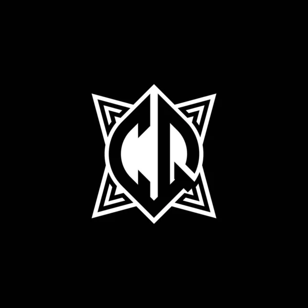 Siyah Arkaplanda Izole Edilmiş Yıldız Geometrik Şekil Tasarımlı Monogram Logo — Stok Vektör