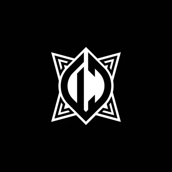 黒の背景に隔離された星の幾何学的な形状スタイルのデザインとDcモノグラムロゴの手紙 星多角形 シールドスター幾何学 — ストックベクタ