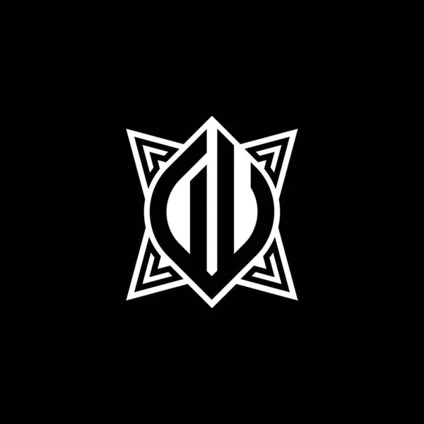 Буква Логотипа Monogram Геометрической Формой Звезды Выделенной Чёрном Фоне Полигональ — стоковый вектор