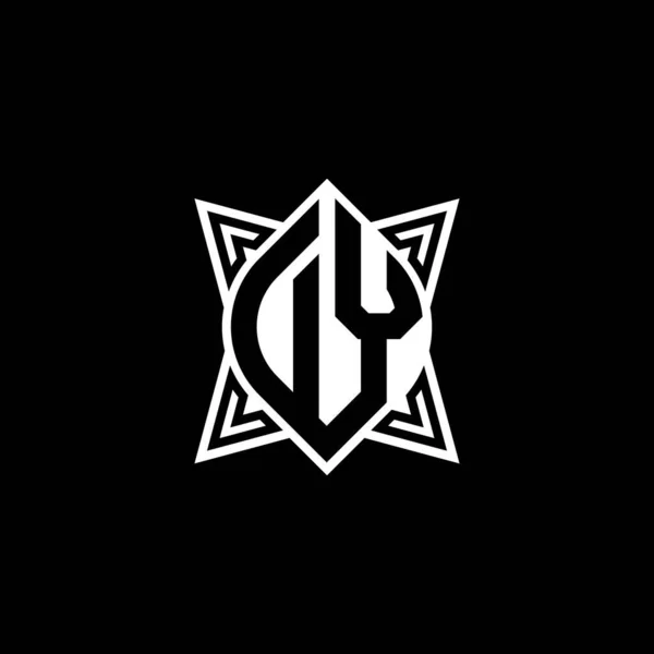 Litera Logo Monogramu Geometrycznym Kształtem Gwiazdy Odizolowana Czarnym Tle Gwiazda — Wektor stockowy