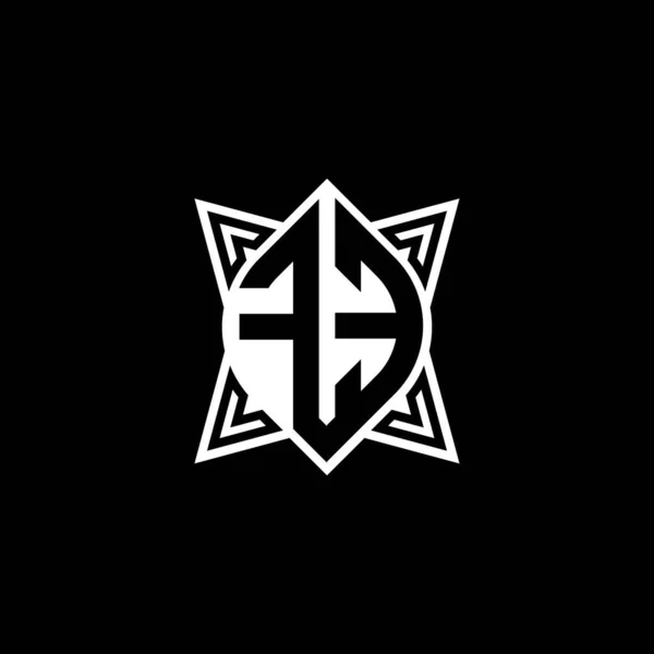 Monogram Siyah Arkaplanda Izole Edilmiş Yıldız Geometrik Şekil Tasarımlı Logo — Stok Vektör