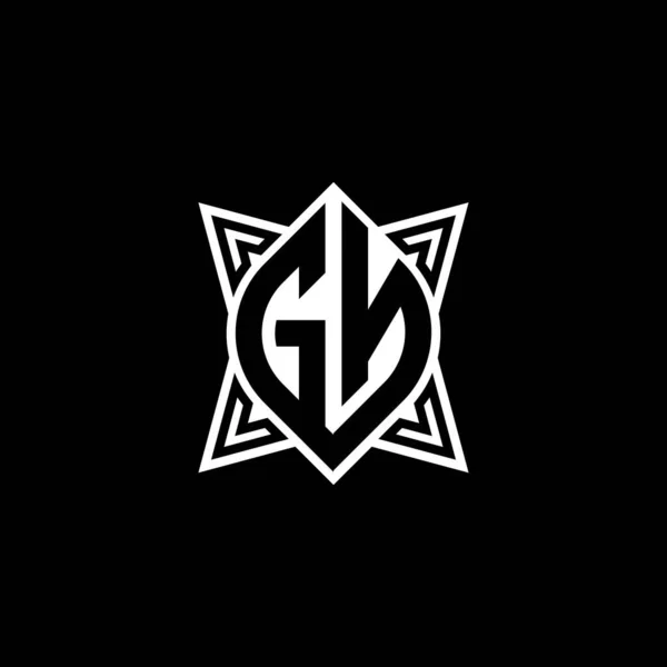 Monogram Logo Letter Star Geometric Shape Style Design Isolated Black —  Vetores de Stock