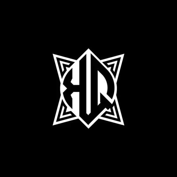Logo Monogram Písmeno Designem Geometrického Tvaru Hvězdy Izolované Černém Pozadí — Stockový vektor