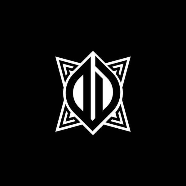Монограма Логотип Літери Дизайном Геометричної Форми Зірки Ізольовані Чорному Тлі — стоковий вектор