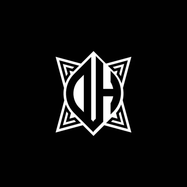 Litera Logo Monogramu Geometrycznym Kształcie Gwiazdy Odizolowana Czarnym Tle Gwiazda — Wektor stockowy