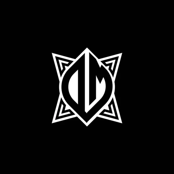 Monogram Logo Písmeno Designem Geometrického Tvaru Hvězdy Izolované Černém Pozadí — Stockový vektor