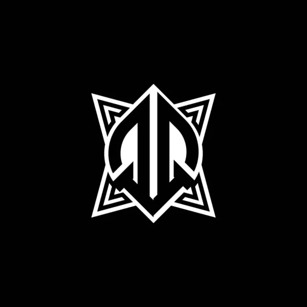 Siyah Arkaplanda Izole Edilmiş Yıldız Geometrik Şekil Tasarımlı Monogram Logo — Stok Vektör