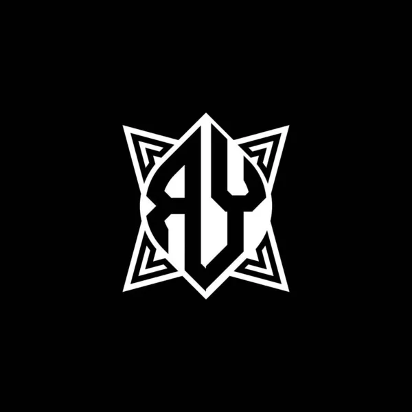 Litera Logo Monogram Geometrycznym Kształcie Gwiazdy Odizolowana Czarnym Tle Gwiazda — Wektor stockowy