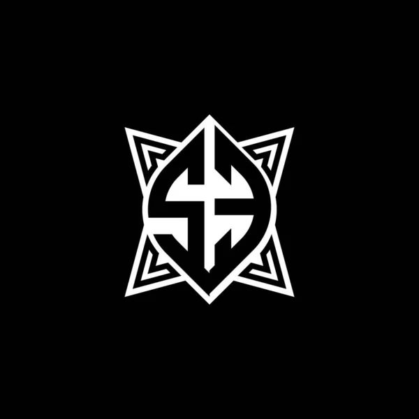 Monogram Siyah Arkaplanda Izole Edilmiş Yıldız Geometrik Şekil Tasarımlı Logo — Stok Vektör