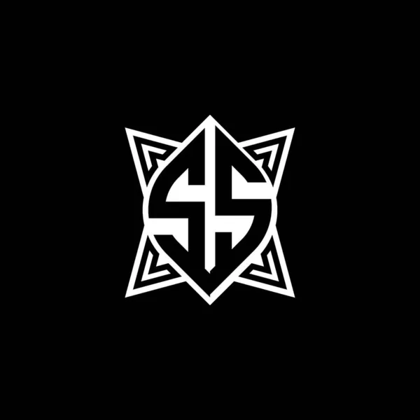 Лист Логотипу Monogram Дизайном Геометричної Форми Star Ізольований Чорному Тлі — стоковий вектор