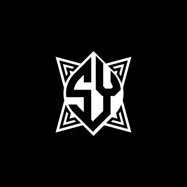 Monogram Logo Lettre Avec Star Géométrique Conception Style Forme Isolé — Image vectorielle