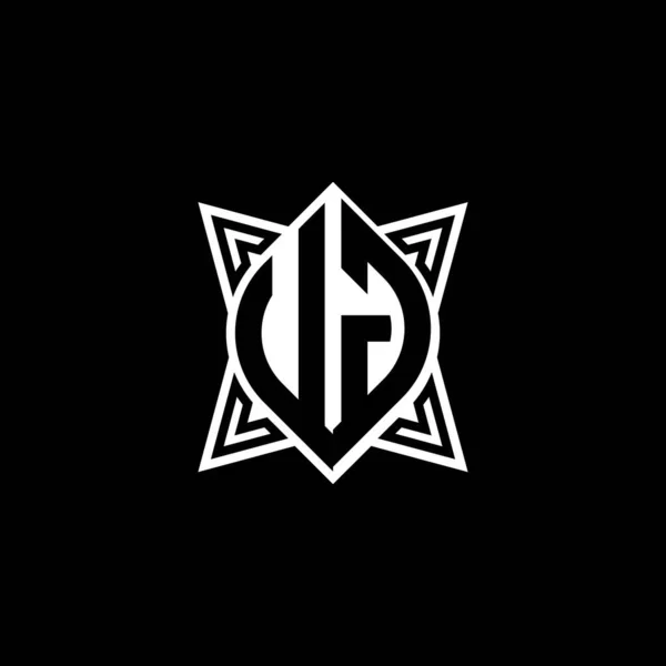Litera Logo Monogramu Geometrycznym Kształcie Gwiazdy Odizolowana Czarnym Tle Gwiazda — Wektor stockowy